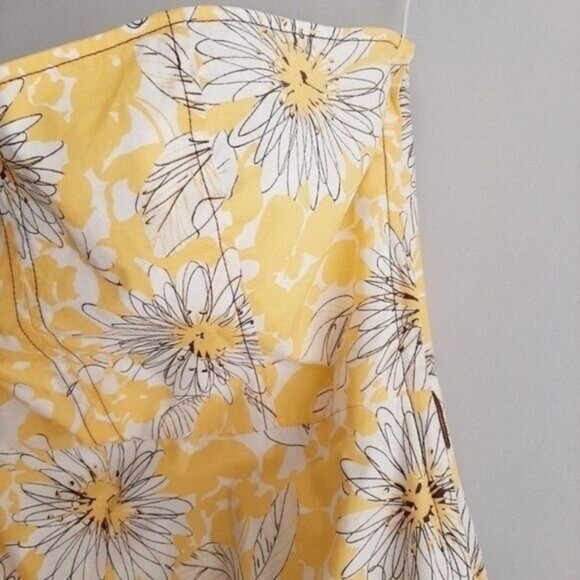 RW&CO Strapless Floral Mini Dress Yellow & White Sz 10 Flawed - Picture 6 of 12
